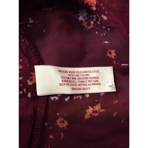 Arizona Jeans Women Sheer Floral Top Size XL Burgandy Polyester sku11 - Picture 4 of 5